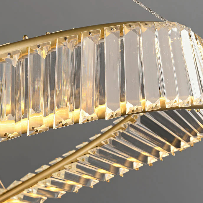 Modern Crystal Ring LED Chandelier – Luxury Crystal Pendant Light | 3 Color LED Modes