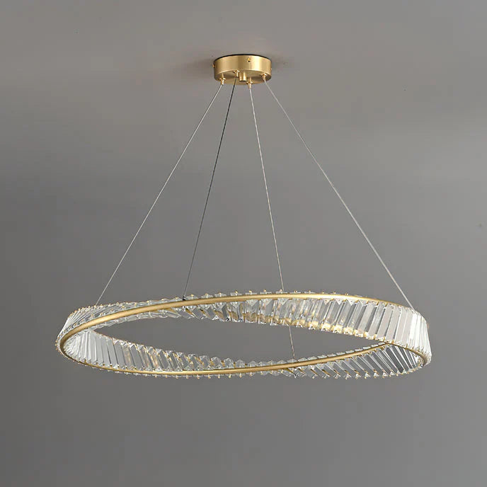 Modern Crystal Ring LED Chandelier – Luxury Crystal Pendant Light | 3 Color LED Modes