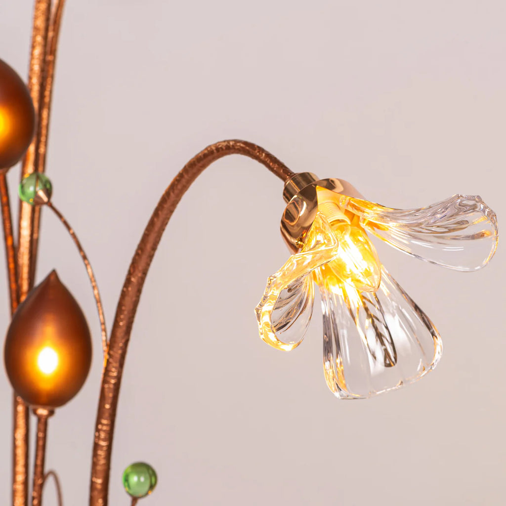 Harubana Whisper (Rose Gold, Clear Amber) Textured Glass Floor Lamp