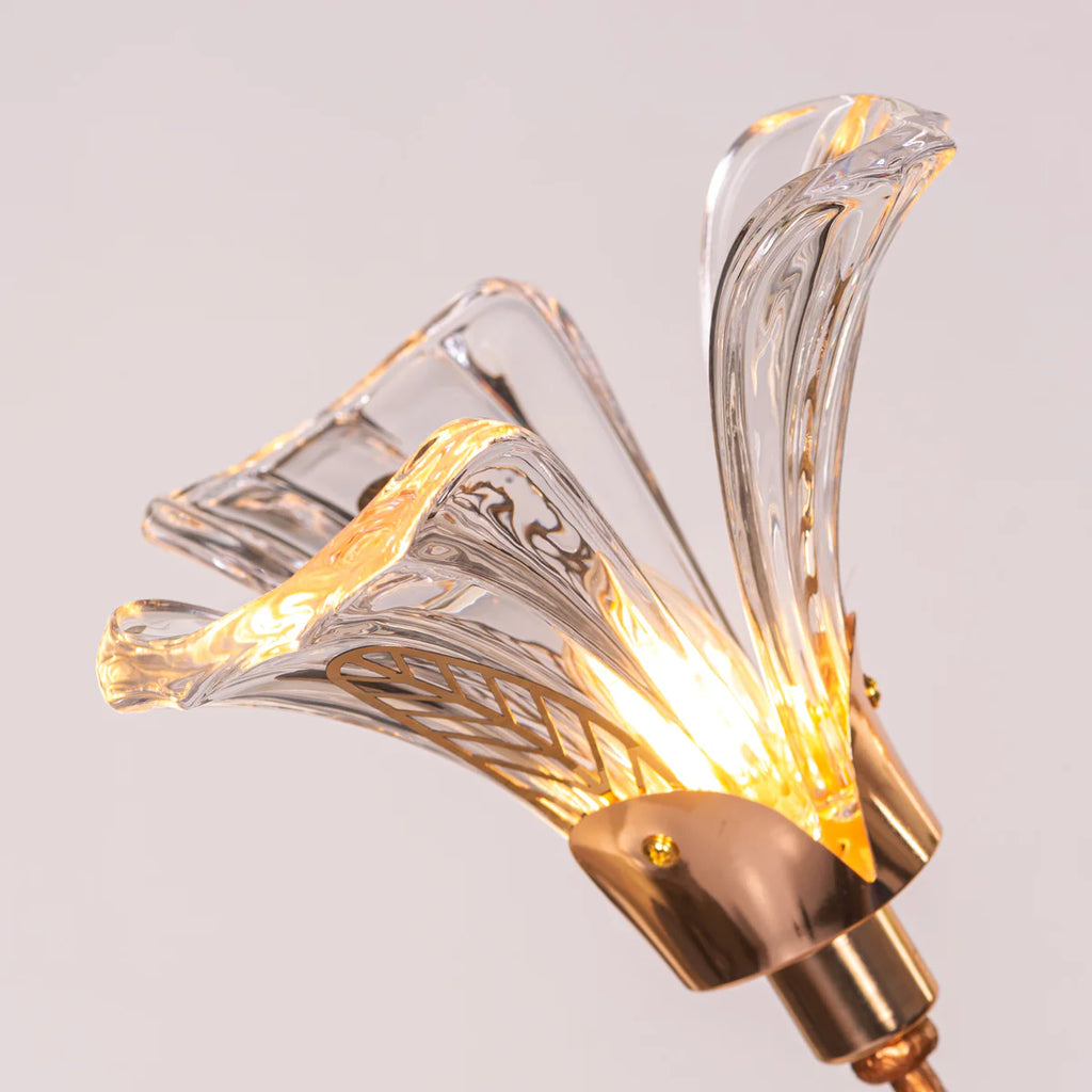 Harubana Whisper (Rose Gold, Clear Amber) Textured Glass Floor Lamp
