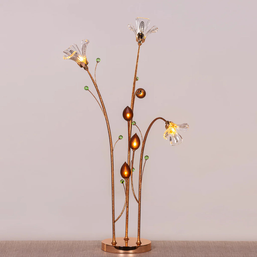 Harubana Whisper (Rose Gold, Clear Amber) Textured Glass Floor Lamp