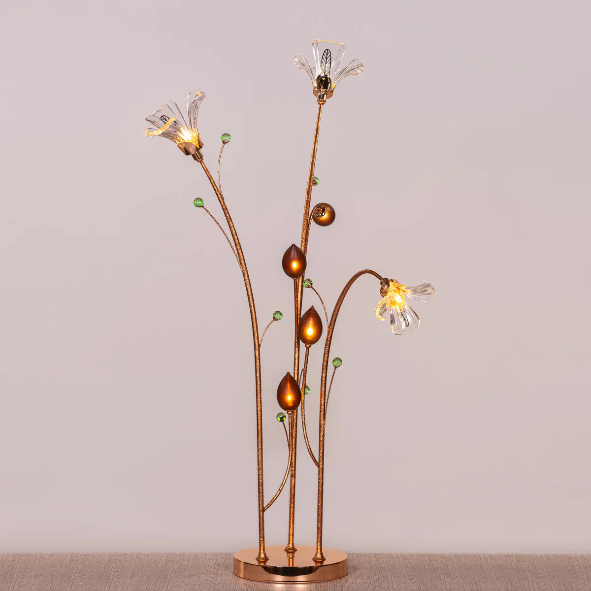 Harubana Whisper (Rose Gold, Clear Amber) Textured Glass Floor Lamp