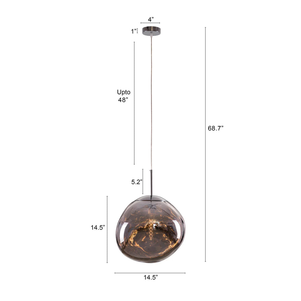 Ongoing Love (Large, Chrome, Smokey Grey) Glass Pendant Light