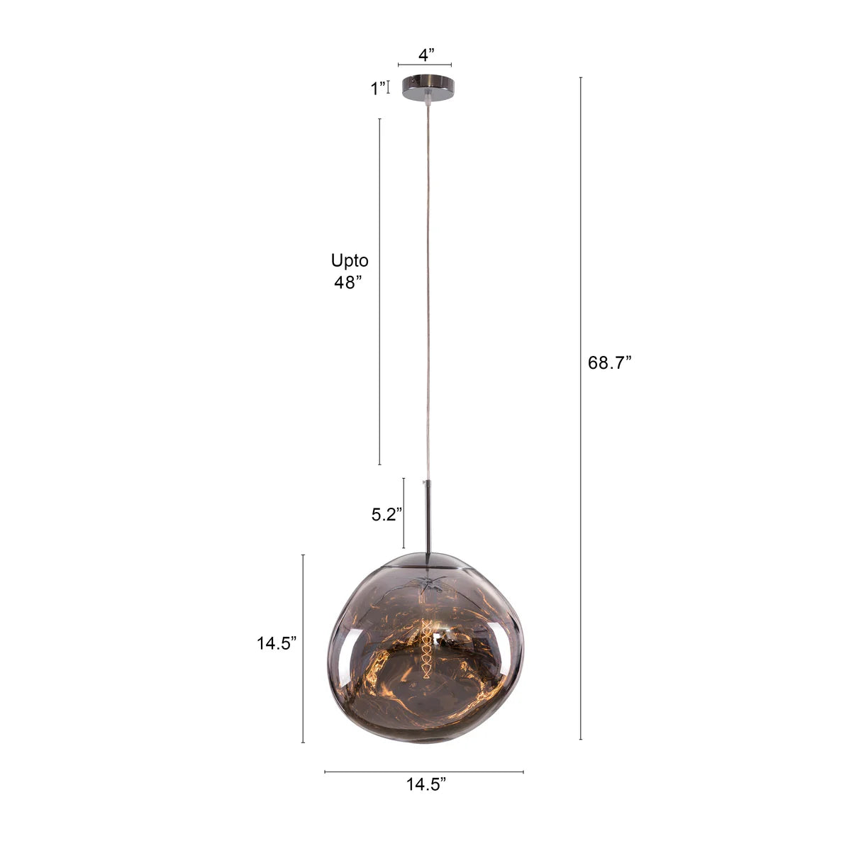 Ongoing Love (Large, Chrome, Smokey Grey) Glass Pendant Light