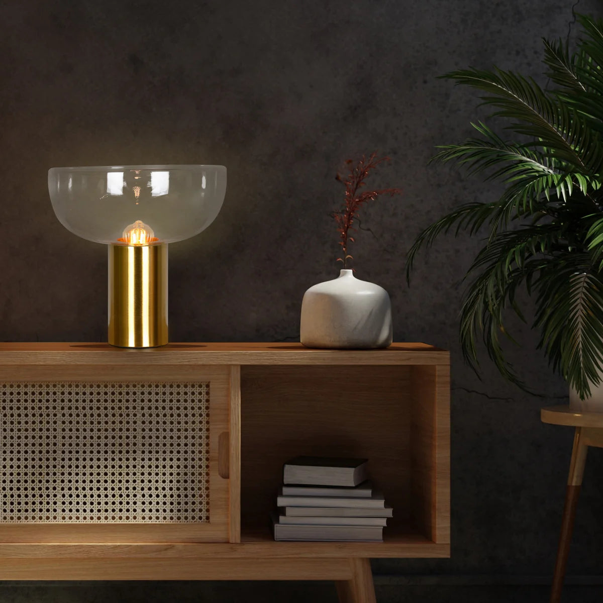 Bonfire (Gold) Clear Glass Table Lamp
