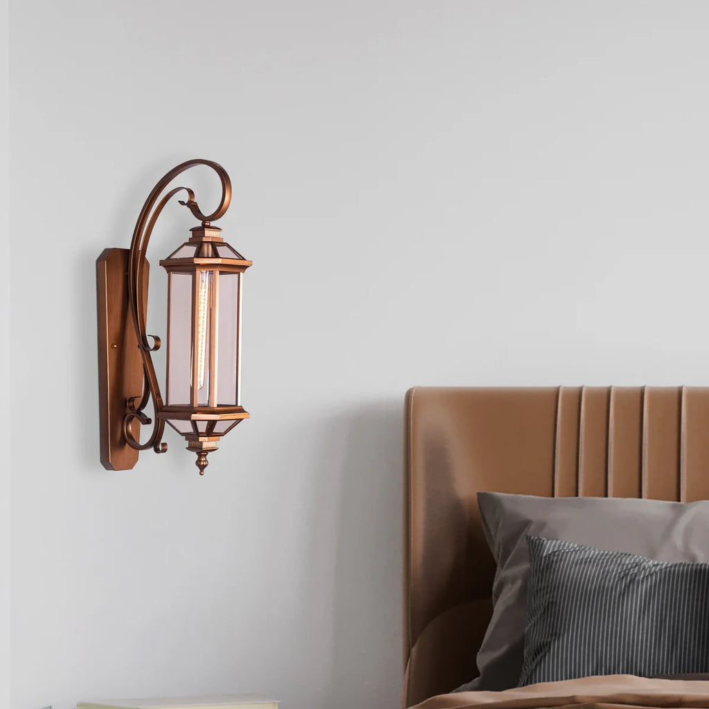 Townhouse (Antique Gold) Clear Glass Outdoor Covered Wall Light