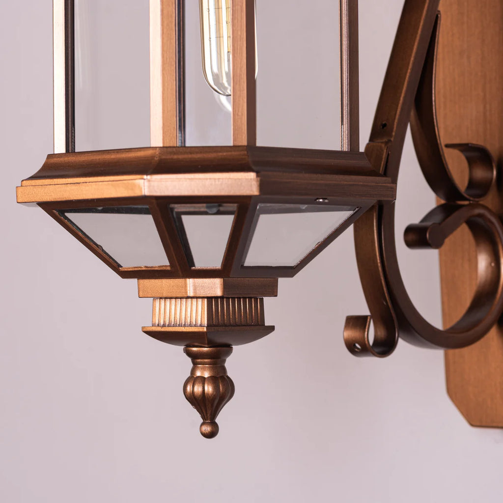 Townhouse (Antique Gold) Clear Glass Outdoor Covered Wall Light