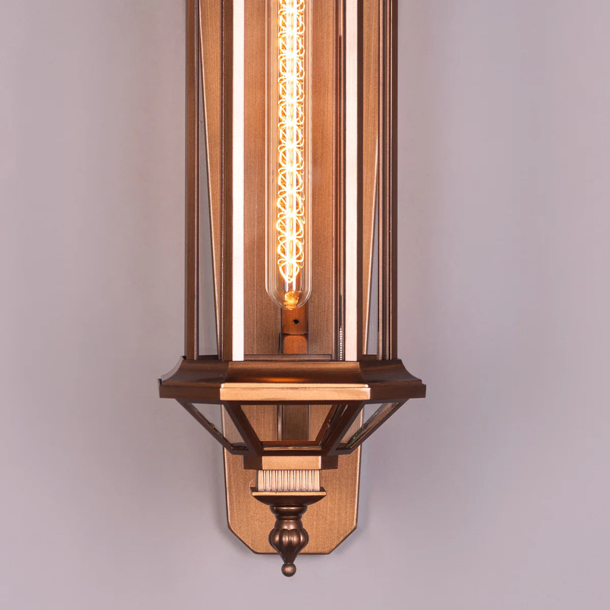 Townhouse (Antique Gold) Clear Glass Outdoor Covered Wall Light